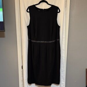 Talbots Black Midi Dress with Embellished Waist
